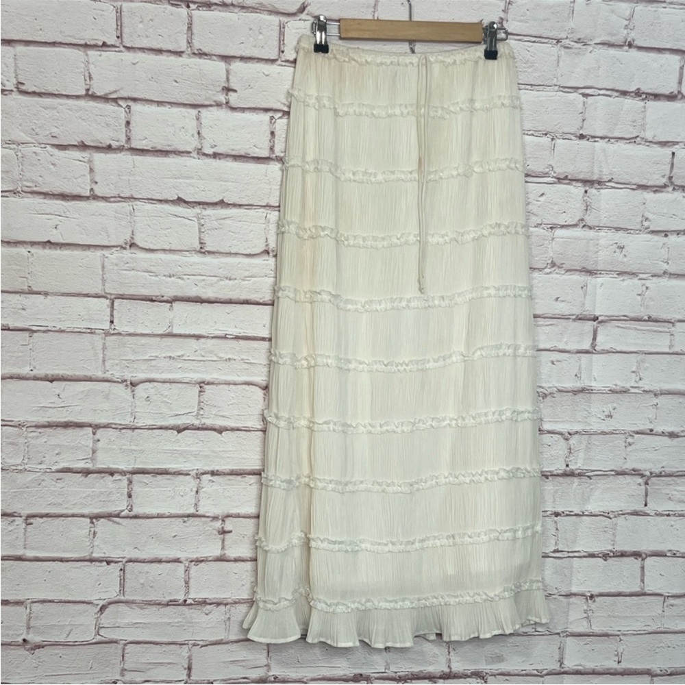We’re All Pretty Girls Gaia Tiered Ruffle Maxi Skirt Small - Picture 2 of 7